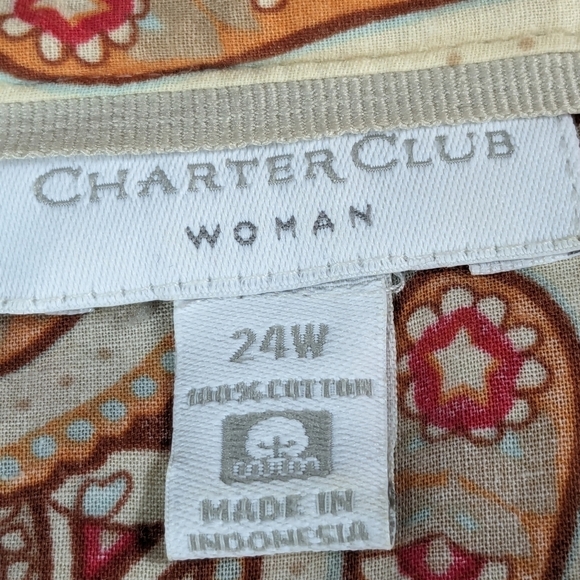 Charter Club Women's Long Sleeve paisley Print keyhole front Size 24w Top BBIN - Picture 3 of 10